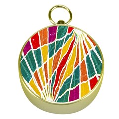 Multicolored Vibrations Gold Compass by dflcprints