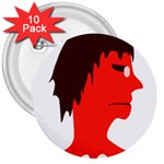 Monster with Men Head Illustration 3  Button (10 pack) Front