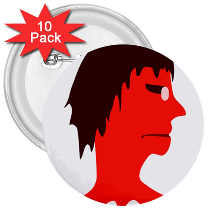 Monster with Men Head Illustration 3  Button (10 pack)