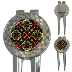 Intense Floral Refined Art Print Golf Pitchfork & Ball Marker by dflcprints