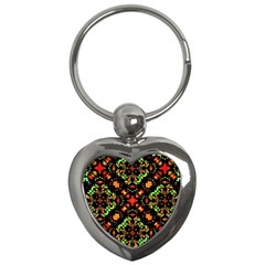 Intense Floral Refined Art Print Key Chain (heart)