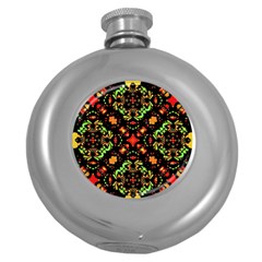 Intense Floral Refined Art Print Hip Flask (round) by dflcprints