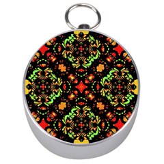 Intense Floral Refined Art Print Silver Compass by dflcprints