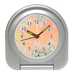 Peach Spring Frost On Flowers Fractal Desk Alarm Clock by Artist4God