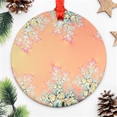 Peach Spring Frost On Flowers Fractal Round Ornament (two Sides) by Artist4God