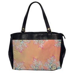 Peach Spring Frost On Flowers Fractal Oversize Office Handbag (one Side)