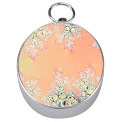 Peach Spring Frost On Flowers Fractal Silver Compass by Artist4God