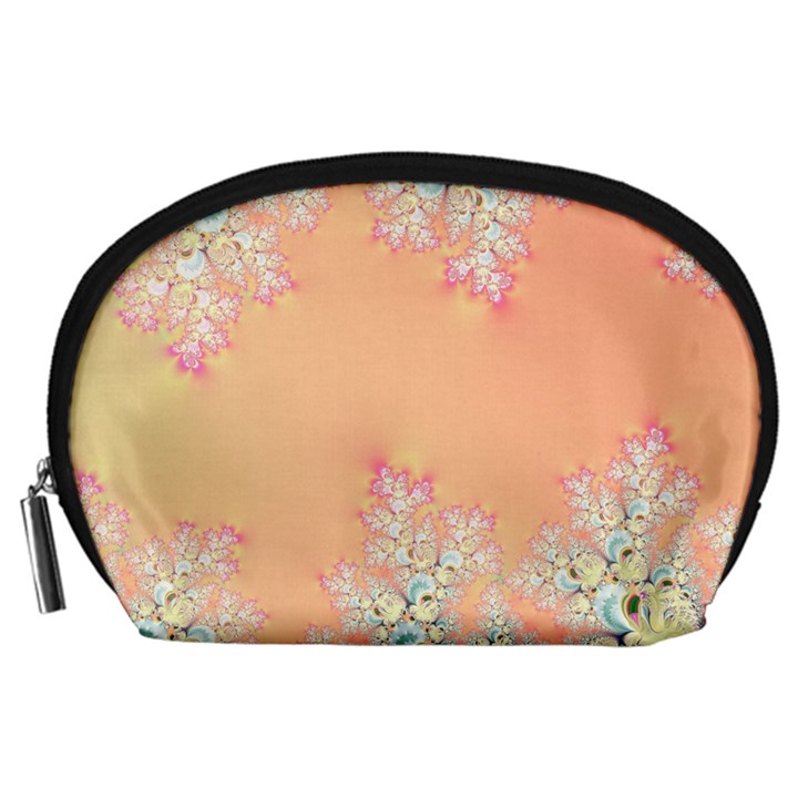 Peach Spring Frost On Flowers Fractal Accessory Pouch (Large)