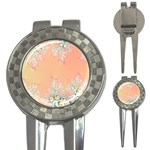 Peach Spring Frost On Flowers Fractal Golf Pitchfork & Ball Marker Front