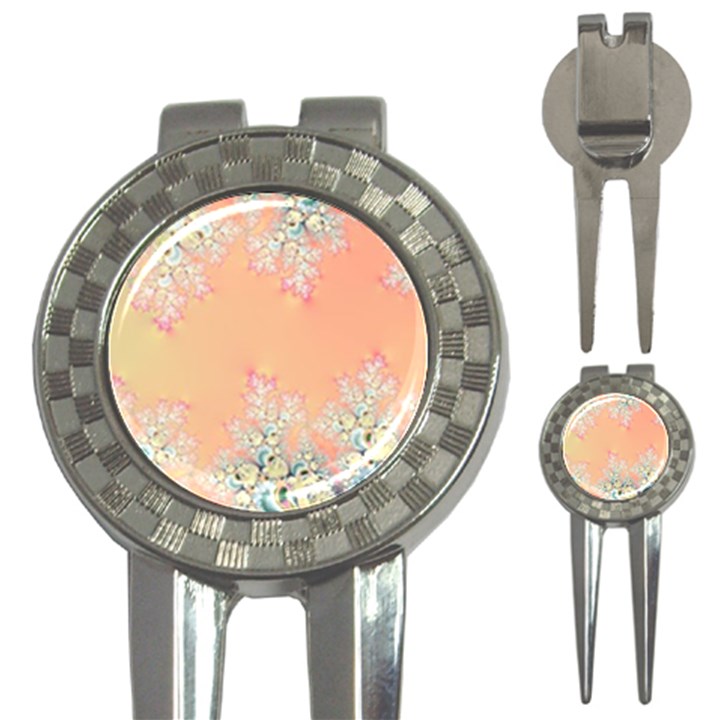 Peach Spring Frost On Flowers Fractal Golf Pitchfork & Ball Marker