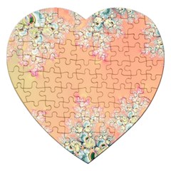 Peach Spring Frost On Flowers Fractal Jigsaw Puzzle (heart) by Artist4God