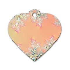 Peach Spring Frost On Flowers Fractal Dog Tag Heart (one Sided) 