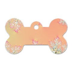 Peach Spring Frost On Flowers Fractal Dog Tag Bone (two Sided) by Artist4God