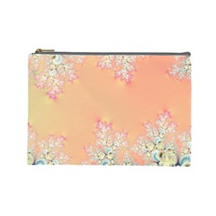 Peach Spring Frost On Flowers Fractal Cosmetic Bag (large) by Artist4God