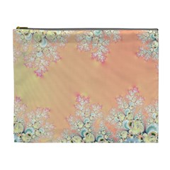 Peach Spring Frost On Flowers Fractal Cosmetic Bag (xl) by Artist4God