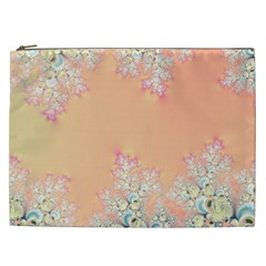 Peach Spring Frost On Flowers Fractal Cosmetic Bag (xxl) by Artist4God