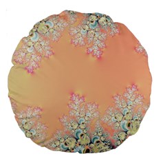 Peach Spring Frost On Flowers Fractal 18  Premium Round Cushion 