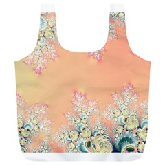 Peach Spring Frost On Flowers Fractal Reusable Bag (xl) by Artist4God