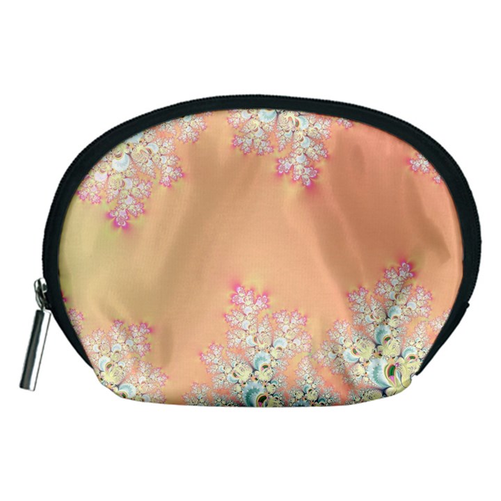 Peach Spring Frost On Flowers Fractal Accessory Pouch (Medium)