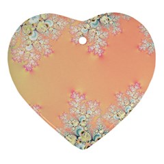 Peach Spring Frost On Flowers Fractal Heart Ornament by Artist4God