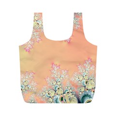 Peach Spring Frost On Flowers Fractal Reusable Bag (m) by Artist4God