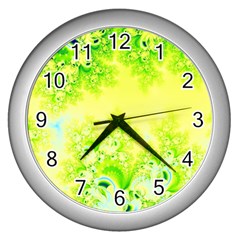 Sunny Spring Frost Fractal Wall Clock (silver) by Artist4God