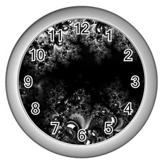 Midnight Frost Fractal Wall Clock (silver) by Artist4God