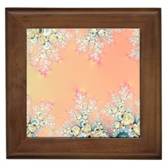 Peach Spring Frost On Flowers Fractal Framed Ceramic Tile