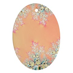 Peach Spring Frost On Flowers Fractal Oval Ornament