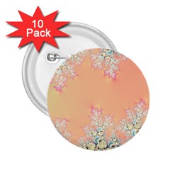 Peach Spring Frost On Flowers Fractal 2 25  Button (10 Pack)