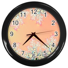 Peach Spring Frost On Flowers Fractal Wall Clock (black)