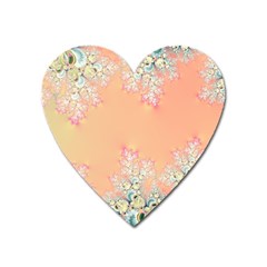 Peach Spring Frost On Flowers Fractal Magnet (heart)