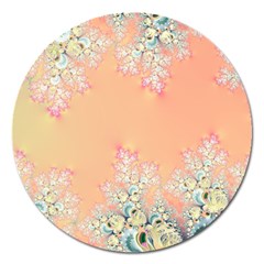 Peach Spring Frost On Flowers Fractal Magnet 5  (round) by Artist4God