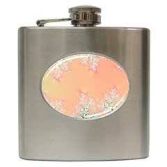 Peach Spring Frost On Flowers Fractal Hip Flask