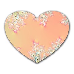 Peach Spring Frost On Flowers Fractal Mouse Pad (heart) by Artist4God