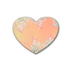 Peach Spring Frost On Flowers Fractal Drink Coasters (heart)