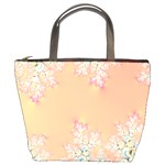 Peach Spring Frost On Flowers Fractal Bucket Handbag Front