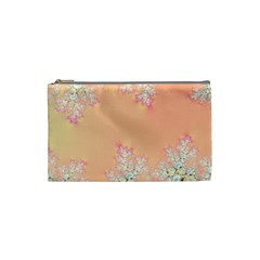 Peach Spring Frost On Flowers Fractal Cosmetic Bag (small) by Artist4God