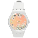 Peach Spring Frost On Flowers Fractal Plastic Sport Watch (Medium) Front