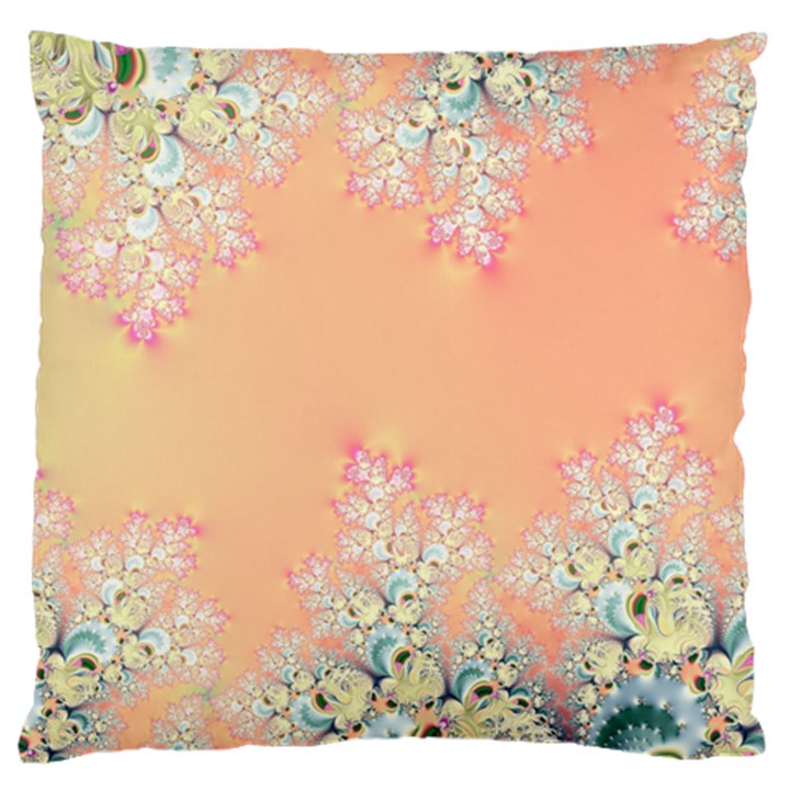 Peach Spring Frost On Flowers Fractal Large Cushion Case (Two Sided) 