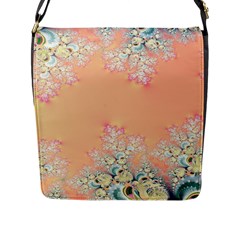 Peach Spring Frost On Flowers Fractal Flap Closure Messenger Bag (large) by Artist4God