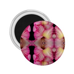 Pink Gladiolus Flowers 2 25  Button Magnet