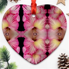 Pink Gladiolus Flowers Heart Ornament