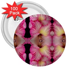 Pink Gladiolus Flowers 3  Button (100 Pack)