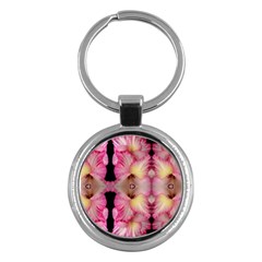 Pink Gladiolus Flowers Key Chain (round)