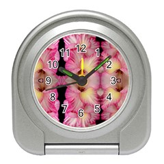 Pink Gladiolus Flowers Desk Alarm Clock