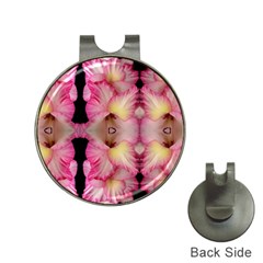 Pink Gladiolus Flowers Hat Clip With Golf Ball Marker