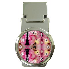 Pink Gladiolus Flowers Money Clip With Watch by Artist4God