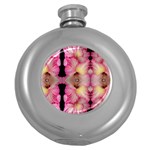 Pink Gladiolus Flowers Hip Flask (Round) Front