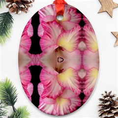 Pink Gladiolus Flowers Oval Ornament (two Sides) by Artist4God